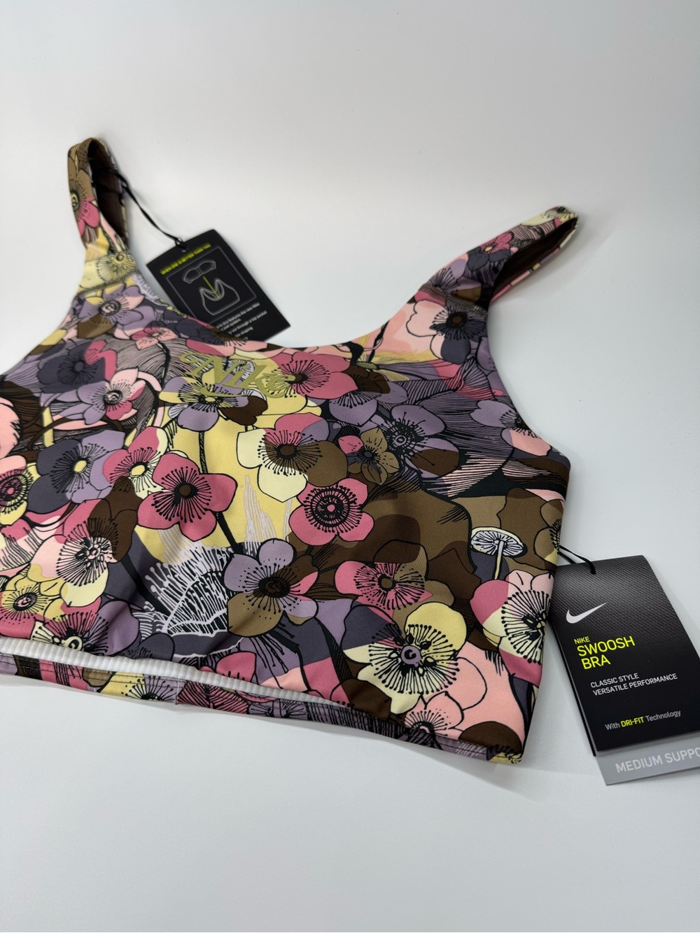 Nike Womens Multicolor Iron Stone Floral-Print Dri-FIT Padded Sports Bra Size XL - Picture 3 of 11
